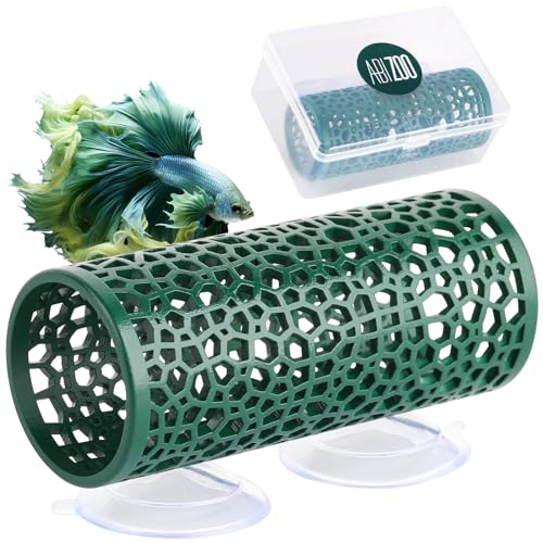 Abizoo Betta Toys - Dark Green Hollow Betta Fish Tunnel & Reptile Hide - Safe Enrichment Aquarium Decor - color: Dark Green