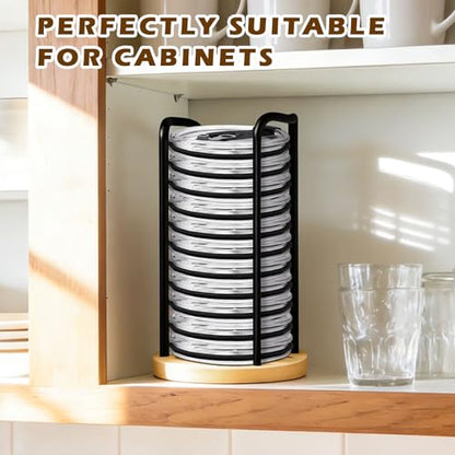 2PC Tumbler Lid Organizer, Detachable Yeti Lid Organizer Holds Up To 22 Lids, Suitable for Simple Modern Tumbler/Yeti Tumbler/Mason Jar Lids，Fit Perfectly, Stackable Steady，Bamboo Base