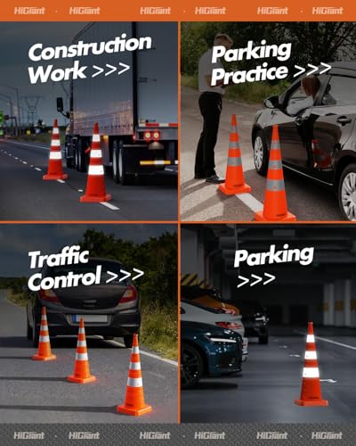 HiGiant 4 Pack 36" Collapsible Traffic Safety Cones, Orange Cones - size: 36inch