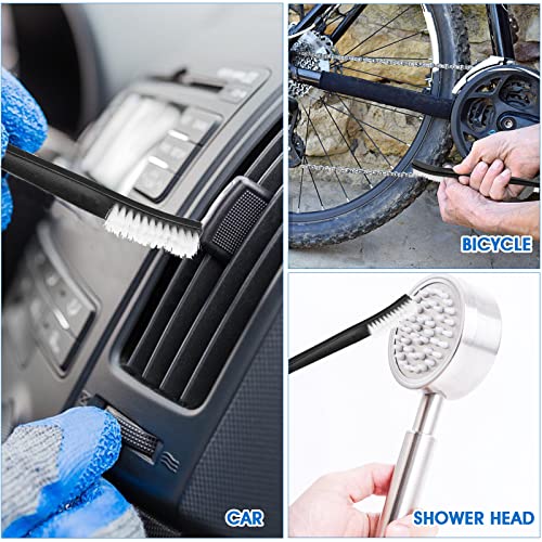 Abeillo Double-Ended Nylon Cleaning Brushes, Set of 9, Black & White, Plastic Handles, Ideal for All Kinds of Small Objects