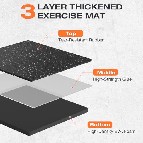 0.56'' Thick 24 Pcs 96 Sq Ft Non-Slip Rubber Top Exercise Equipment Mats, High Density EVA Foam Mats with Rubber Top, Interlocking Puzzle Gym Flooring for Home Gym, Workout Floor Mats, Black - size: 24" L x 24" W x 0.56" Thick