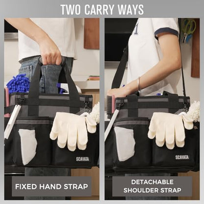 Compact Wearable Cleaning Caddy, Small Cleaning Caddy Supplies Organizer with Handle & Shoulder Straps for Housekeepers, Under Sink & Car Cleaning Tool Organizers Bag (DarkGrey) - color: DarkGrey