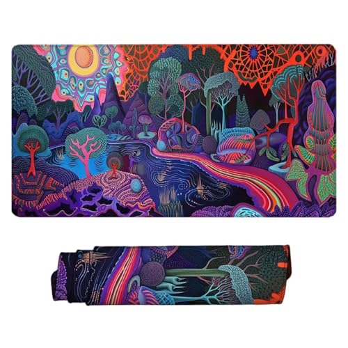 Larger Mouse Pad with Anti-fray Stitching, Premium-Textured & Waterproof Computer Mousepad with Non-Slip Rubber Base, Gaming Mouse Mat for Laptop Office & Home, (Pink,Landscape) 32"X12" Ergonomic Y-1B