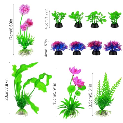 12 Pcs Fish Tank Plants, Aquarium Decorations, Plastic Aquarium Plants, Fish Tank Accessories, Betta Goldfish Tanks Accessories Fishs Bowl Ornaments