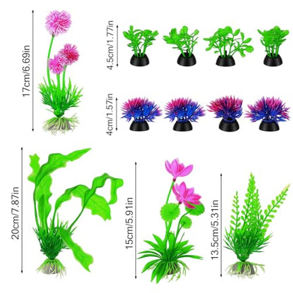 12 Pcs Fish Tank Plants, Aquarium Decorations, Plastic Aquarium Plants, Fish Tank Accessories, Betta Goldfish Tanks Accessories Fishs Bowl Ornaments