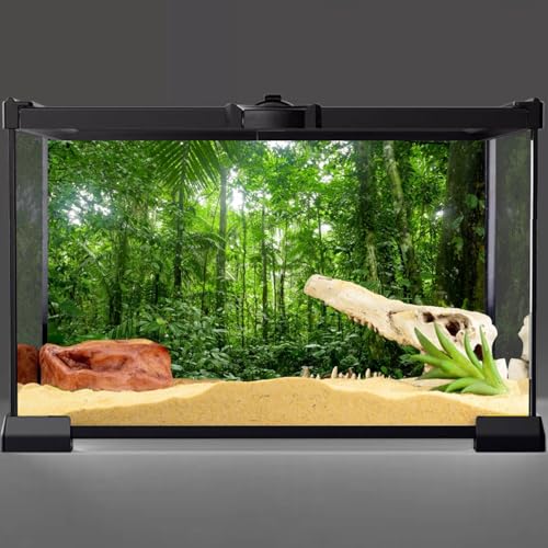 AWERT 48x18 inches Terrarium Background Tropical Aquarium Background Green Huge Tree Rainforest Reptile Habitat Background Durable Polyester Background - size: 48x18in/120x45cm