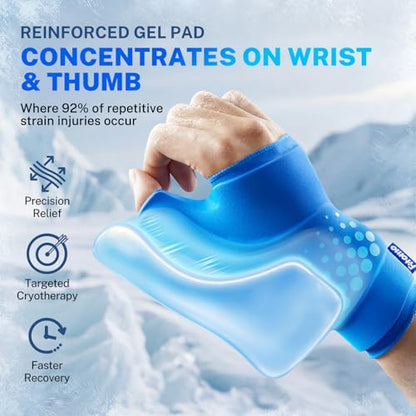Thumb & Wrist Ice Pack Wrap, Long-Lasting Cold Compression for Pain Relief | Thickened Gel, Form Fit, Stays Cold Longer, Soft After Freezing, Full Wrap Cooling, Reusable Cold Hot Therapy, Easy On & Off - size: S/M, style: Blue