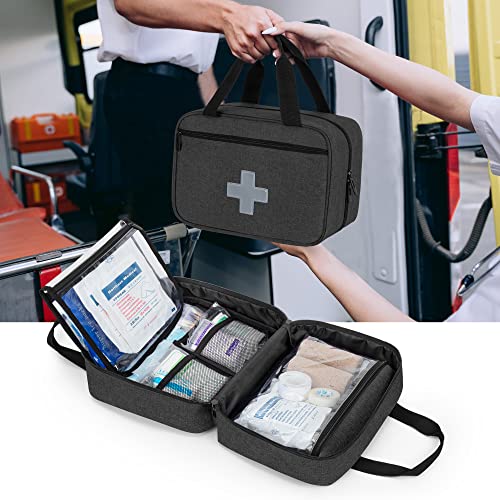 CURMIO Empty First Aid Kits Case, Portable Emergency Kit Organizer, Black - color: Black