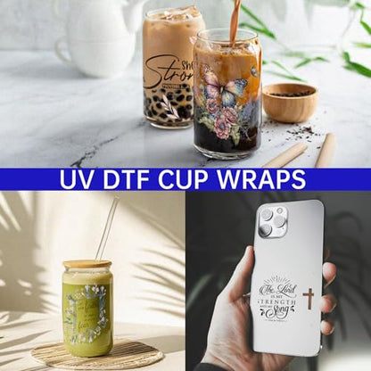 4 PCS Bible Quotes UV DTF Cup Wrap Stickers for 16oz Libbey Cups | Vibrant Colors; Strong Adhesion; Hand Washable & Scratch Resistant; Easy to Use Cold Transfer stickers; Fits Smooth Surfaces