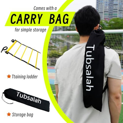 20ft Adjustable Agility Ladder with Carry Bag | Speed Ladder for Football Soccer Basketball Training Equipment , Footwork Drills, Speed Training, 2 Pack