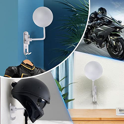 Kikerike Motorcycle Helmet Rack Wall Mount 180 Degree Rotation Metal Armet Holder Bicycle Burgonet Display Hanger Stand with 2 Hooks for Bike Baseball Rugby Helmet - White, 1 Pcs - color: White(1PCS)
