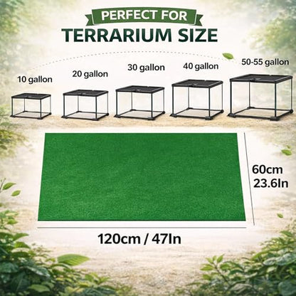 47" x 24" Large Reptile Carpet Terrarium Liner Bedding Reptile Substrate Mat Tank Accessories for Bearded Dragon Snake Lizard Tortoise Leopard Gecko (Green) - color: Green