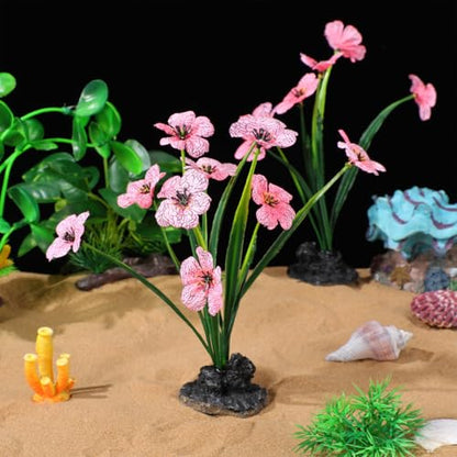 Luxshiny 2Pcs Decorative Fish Tank Plants Aquarium Supply Artificial Realistic Fake Aquarium Accessories for Desktop Home Office Wedding Decor Pink