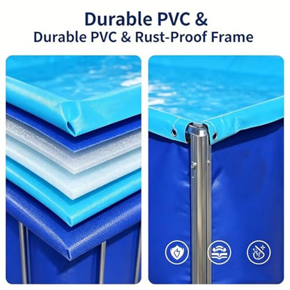 Canvas Fish Pond, Heavy-duty Square Design With Support Frame, Foldable Large-capacity Tank, Knife-coated Fabric Reservoir, Suitable For Aquaculture, Koi Farming, And Irrigation(1.5x1x0.8m) - size: 1.5x1x0.8m