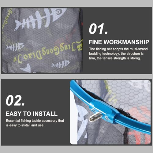 ABOOFAN Fishing Landing Net Head Replacement, 35cm Diameter Round Fish Netting Catching Tool for Freshwater and Saltwater, Sturdy Mesh Fish Land Net for Outdoor Anglers Random Color