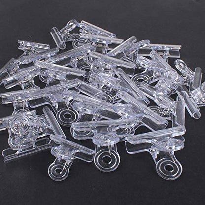 30 Pack Plastic Clear Clips Clamps, 1-1/2 Inch and 2 Inch Sizes