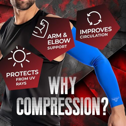 Bucwild Sports Baseball Arm Sleeve - Youth & Adult 1 Pair - Football Basketball Cycling Tennis - color: Red Blue Camo, size: Large