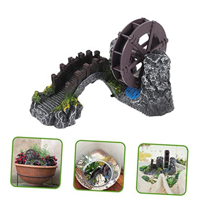 HANABASS Rockery Windmill Miniatures Windmill Decor Mini Decor Fairy Garden Accessories Micro Landscape Figurines Miniature Garden Bridge Fish Tank Adorn Fish Tank Decor Scene Layout Model