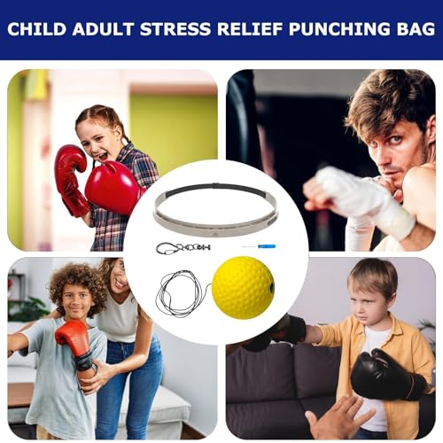 Boxing Ball with Headband Wearable Fitness Equipment - color: yellow soft ball