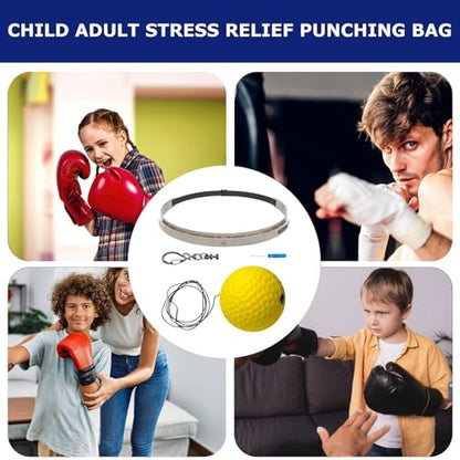 Boxing Ball with Headband Wearable Fitness Equipment - color: yellow soft ball