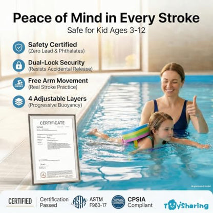 Swim Float Kids Secure Training: Safety Dual-Lock Buckle 140 lb Test Lesson