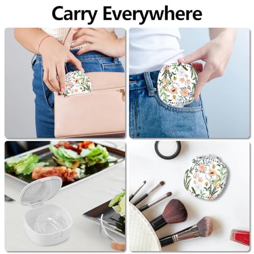 Retainer Case with Mirror & Ventilation - Night Guard & Orthodontic Aligner Case, White Flower Design - color: White Flower
