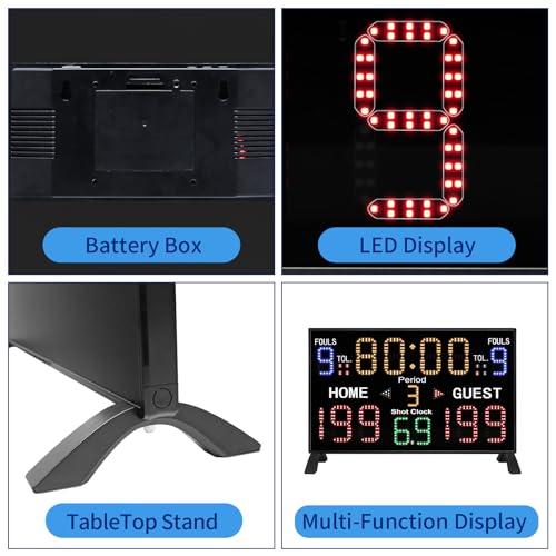 LUCKY TIME Electronic Basketball Scoreboard with 14/24 Seconds Shot Clock - style: Double Side & Tripod | Remote Control