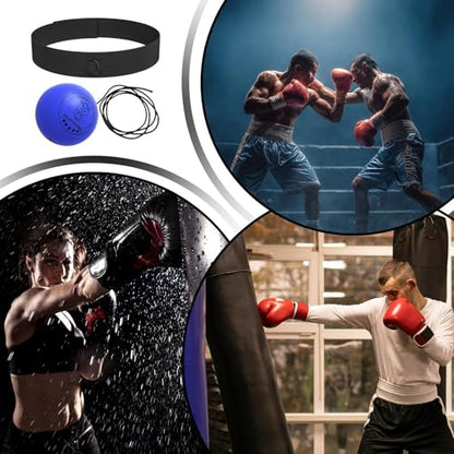 Boxing Reflex Ball Funny Head-Mounted Adjustable Breathable | Home Boxing Reflex Ball Punching Game for Men Women Adults Beginner Workout Exercise Relief Fitness MMA - color: Blue