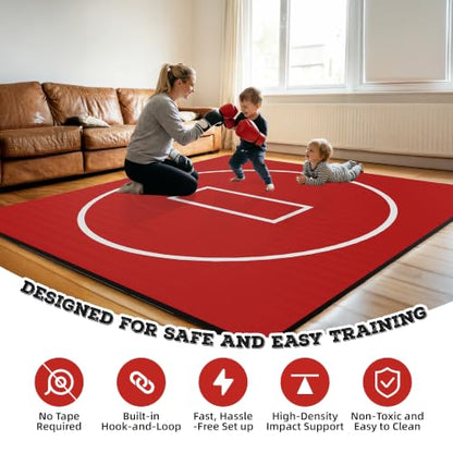 Wrestling Mat for Home Training BJJ MMA Jiu Jitsu Roll Up Mat - color: Red, size: 8FTx8FTx1.25inch