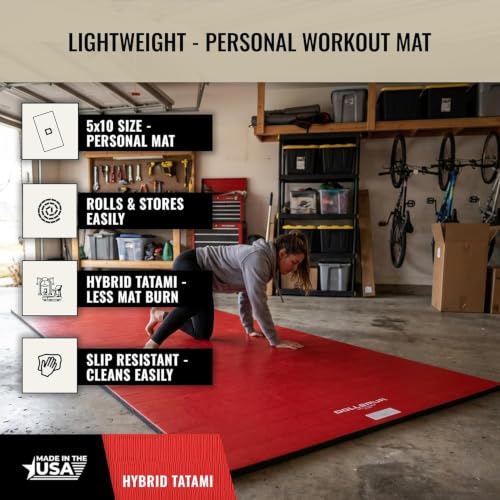 Dollamur 5'x10'x1.25" Jiu-Jitsu Mat, Tatami - color: Red