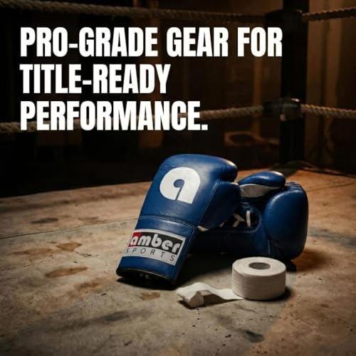 Amber Fight Gear Professional Leather Fight Gloves – Competition Ready Boxing & Kickboxing Gloves – Padded Multi-Layered Foam – Pre-Curved Safety Design – Sizes 8oz, 10oz, 12oz – Red & Blue - color: Blue, size: 12 oz