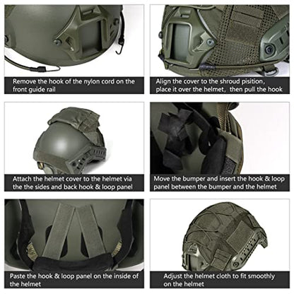 IDOGEAR Tactical Helmet Cover for Fast Helmet Covers Airsoft Military Paintball Hunting Shooting Gear - color: Ranger Green