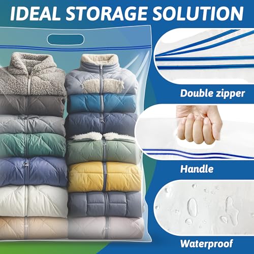 Extra Large 25 Gallon Storage Bags - 35” x 24” with Resealable Zip and Carry Handle, Ideal for Clothes, Pillows, Moving and Travel, Set of 5 - size: Jumbo 5 pack