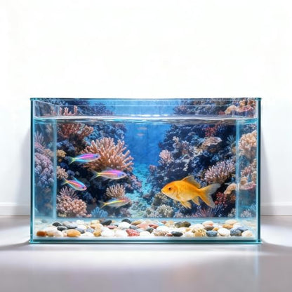 4 Pack Aquarium Background, 36x18 Inch Polyester Cloth Decor for Fish Tank, Set of Undersea Coral Rock & Plant Décor Backgrounds, Aquatic Themed Decorations