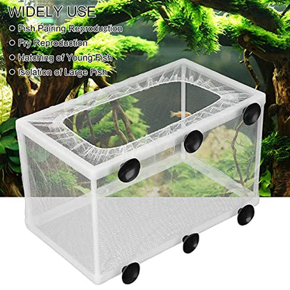 Aquarium Fish Breeder Box, Fish Tank Breeder Net Fish Hatchery Isolation Separation Net with Suction Cups for Aquarium Shrimp Betta Small and Big Size ﻿ (L)