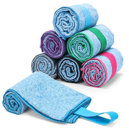 6 Pack Sweat Towels for Men Women Working Out Lightweight Quick-Dry Microfiber Gym Towel for Running Fitness Yoga Tennis Riding Hiking Exercise Fishing(6 Pack(Blue)) - color: 6 Pack(blue)