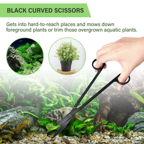 Simple Deluxe Aquarium Aquascape Tools Kit, 4 in 1 Anti-Rust Aquatic Plant Aquascaping Tool Stainless Steel Tweezers Scissors Spatula Set for Aquarium Tank Clean, Fish Tank, Bonsai, Algae Scrapers