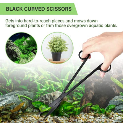 Simple Deluxe Aquarium Aquascape Tools Kit, 4 in 1 Anti-Rust Aquatic Plant Aquascaping Tool Stainless Steel Tweezers Scissors Spatula Set for Aquarium Tank Clean, Fish Tank, Bonsai, Algae Scrapers