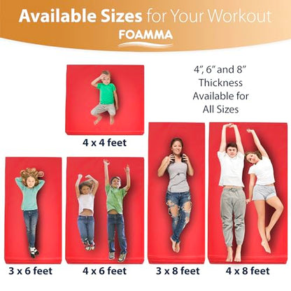 Foamma Gymnastics Mat - 8" x 4 ft x 4 ft, Red Landing Mat for Kids and Adults, Wrestling Mat with Waterproof Cover, High-Density Tumbling Mat, Gymnastics Equipment for Indoor and Outdoor - size: 4ft x 4ft, style: 8" Thickness