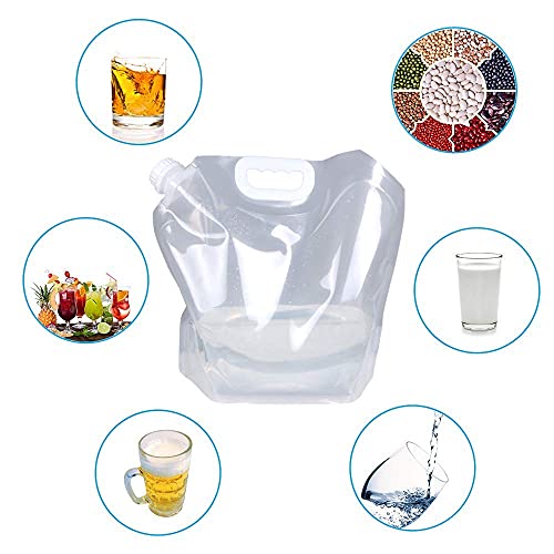 Soddeph Collapsible Water Container Bag, BPA Free Food Grade Clear Plastic Storage Jug for Sport Camping Riding Mountaineer,Freezable, Food Grade (2-pack-2.6 Gal)