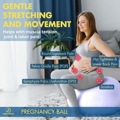 ProBody Pilates Pregnancy Ball with Guide - Birthing Ball - color: Lilac, size: 65 cm: 5'1" - 5'10"