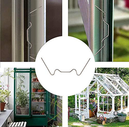 Greenhouse Glazing Clips, Pack of 50 Stainless Steel W Type Clip Leaf Spring Clips, Aluminium Greenhouse Care, House Twin-Hall Web Sheets - size: 50Pcs