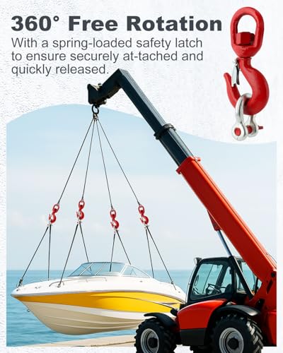 2 Ton Swivel Lifting Hook with 1/2" D Ring Shackles Heavy Duty - size: 1 Set 2T With Shackle