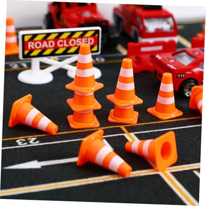 NUOBESTY 50Pcs Mini Traffic Cones, 0.98 Mini Orange Construction Cones Miniature Sports Training Roadblock Toy Safety Road Street Signs Models for Sand Table, Kids Pretend Play, Traffic Scene