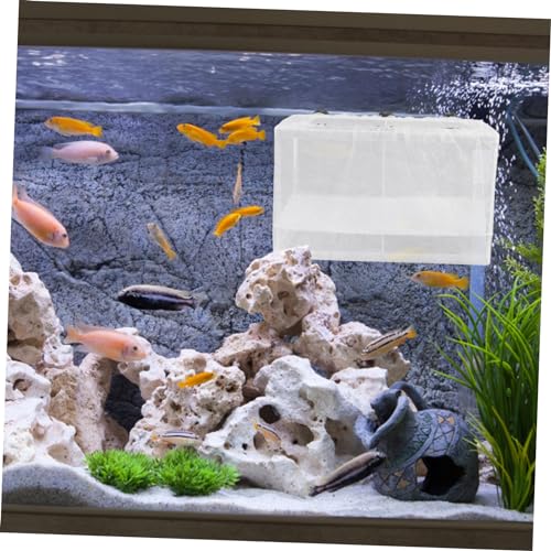 Generic Box Hatch Isolation Net Box Fish Tank Decor Pond Skimmer Net Kit Aquarium Water Hatching Fish Net Aquariums Incubator Feeder Aquarium Plants Tanks Cage Starter White Plastic