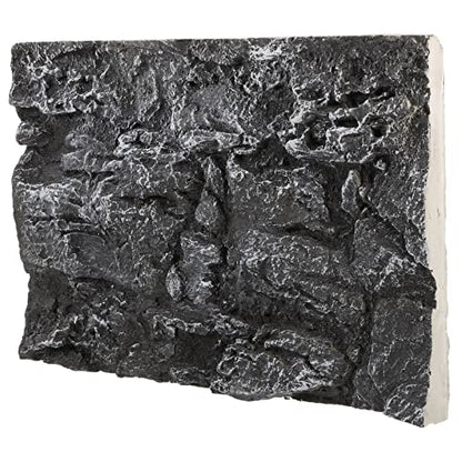Kisangel Rock Terrarium Background, 17.7x11.8 Inch 3D Reptile Tank Backdrop Board for Bearded Dragon, Lizard, Gecko, Snake Habitat, Realistic Climbing Wall Decor, Dark Grey