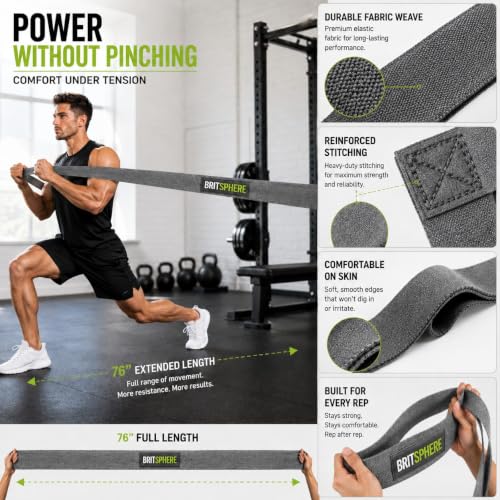 76-Inch Long Fabric Resistance Band Extended Heavy Duty Resistance Band - color: Gray