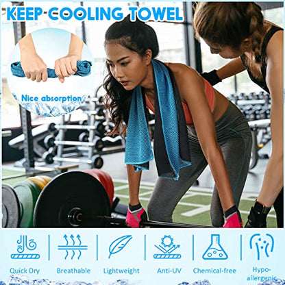 Redbaker 20 Pack Cooling Towels, 40"x12" Ice Breathable Soft Chilly Sweat Rag with Bags for Neck and Face Yoga Gym Running Golf Workout Sports Camping(Light Blue) - color: Light Blue