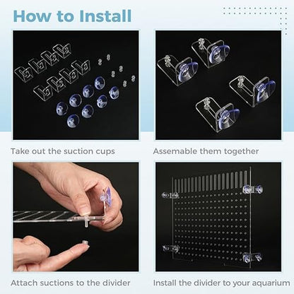 2pcs Fish Tank Dividers, Acrylic Divider Isolation Board with Suction Cups, DIY Designed Clear Easy to Install and Assemble for Fish Tank Aquarium, 15.74 x 11.81