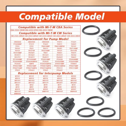 6PCS 70-0009 Pressure Washer Pump Check Valve Kit Replacement for Mi-T-M for InterPump 47 49 50 51 Series 758-543 36.7032.01 Kit01 K01, Replace 700009
